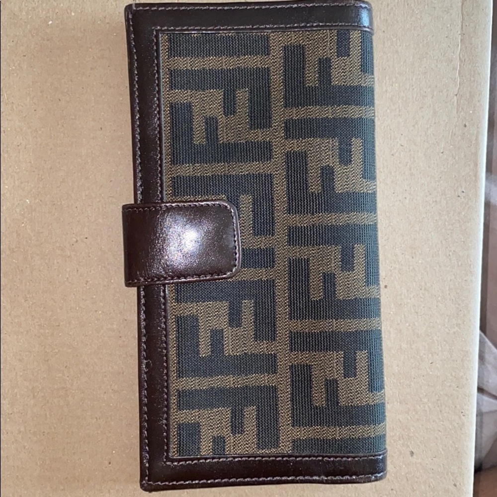 Authentic FENDI Classic Zucca Flap Wallet Designer